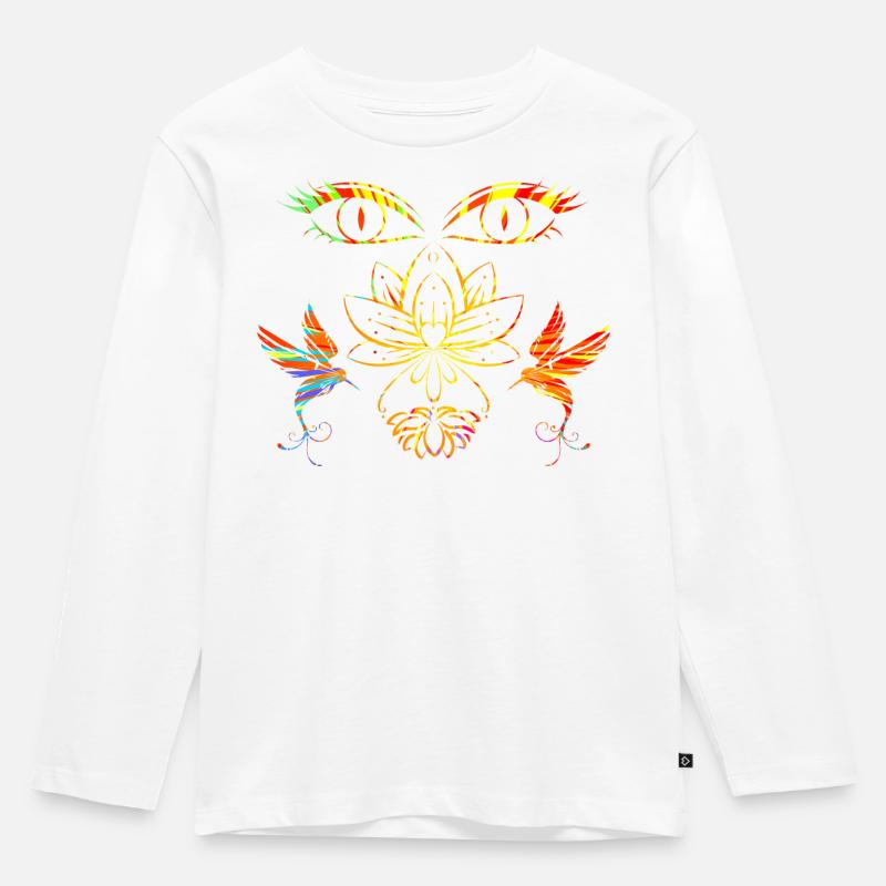 Zen-Gesicht - Kinder Premium Bio Langarmshirt - Weiß