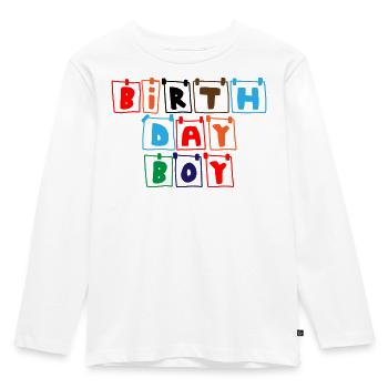 Bannière de couleur de garçon d’anniversaire - T-shirt manches longues Premium Enfant - blanc - Devant - AI Model Kid Female (0cm)