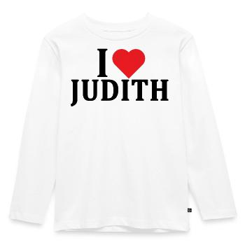 T-Shirt Ich liebe Judith T-Shirt Geschenkidee - Kinder Premium Bio Langarmshirt - Weiß - Vorne - AI Model Kid Female (0cm)
