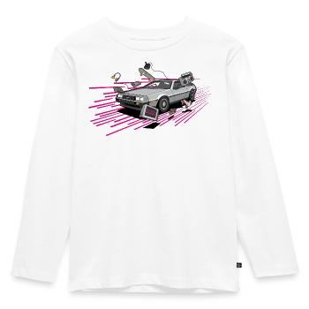 Delorean Future Punk Oldtimer Youngtimer Retro 80s - Kinder Premium Bio Langarmshirt - Weiß - Vorne - AI Model Kid Female (0cm)