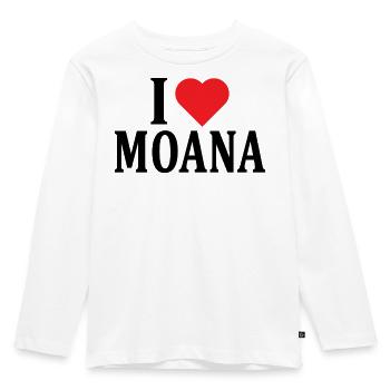 T-Shirt Name I love Moana T-Shirt Geschenkidee - Kinder Premium Bio Langarmshirt - Weiß - Vorne - AI Model Kid Female (0cm)