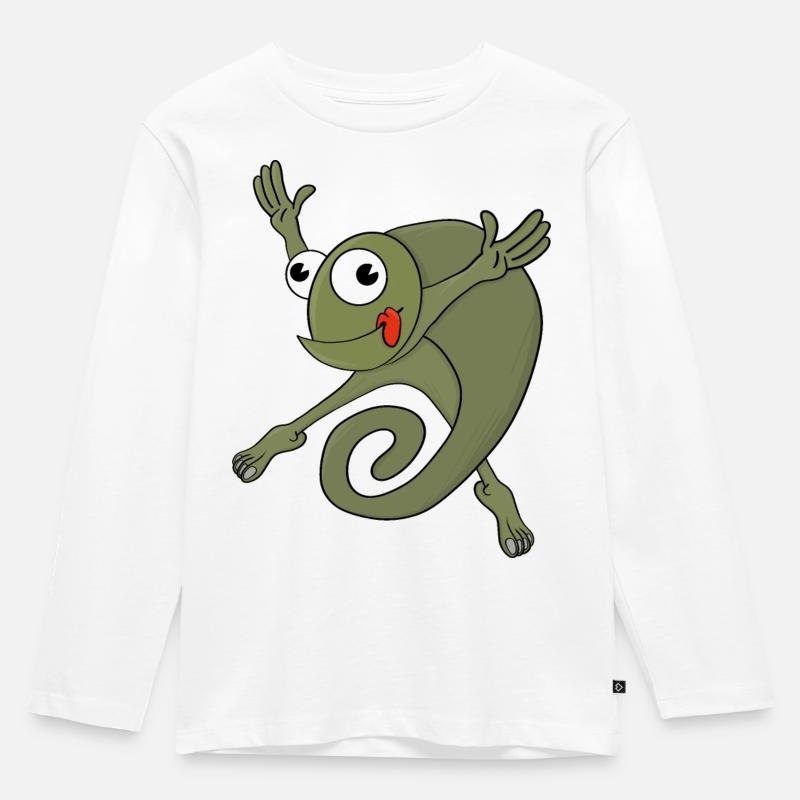 Fantastisches Chamäleon - Kinder Premium Bio Langarmshirt - Weiß