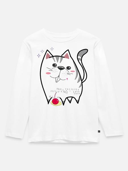 niedliche Katze - Kinder Premium Bio Langarmshirt - Weiß