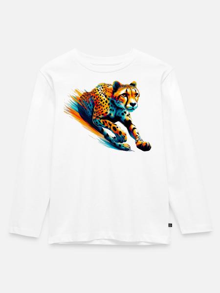 Gepard - Kinder Premium Bio Langarmshirt - Weiß