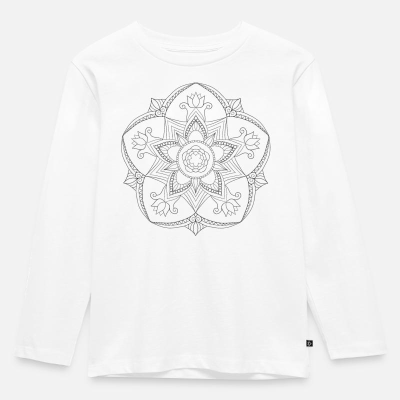 Mandala - Kinder Premium Bio Langarmshirt - Weiß