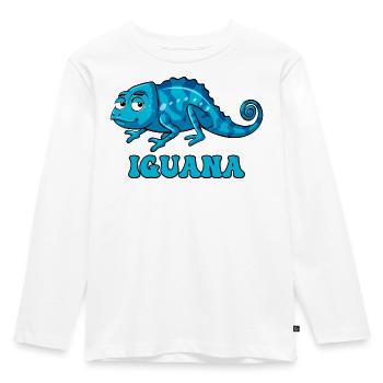 Dessin animé d’iguane bleu avec texte d’iguane - T-shirt manches longues Premium Enfant - blanc - Devant - AI Model Kid Female (0cm)
