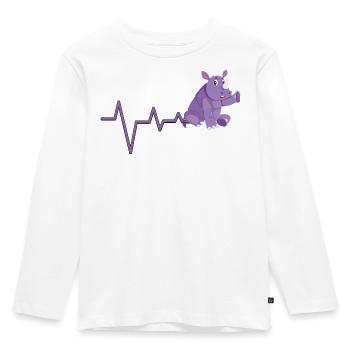 Purple Rhino Heartbeat Design - Kids' Premium Longsleeve Shirt - white - Front - AI Model Kid Female (0cm)