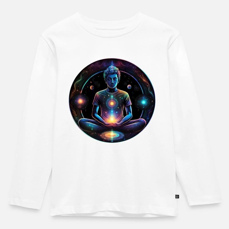 Kosmische Meditation Sternenenergie - Kinder Premium Bio Langarmshirt - Weiß