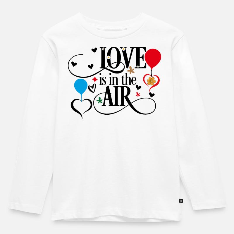 Liebe liegt in der Luft - Kinder Premium Bio Langarmshirt - Weiß