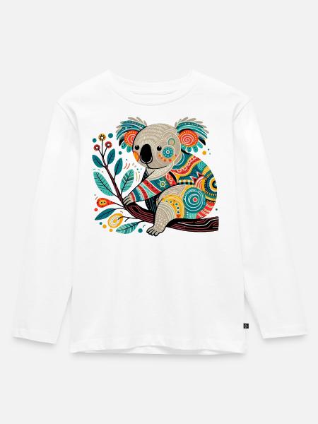 Koala - Kinder Premium Bio Langarmshirt - Weiß