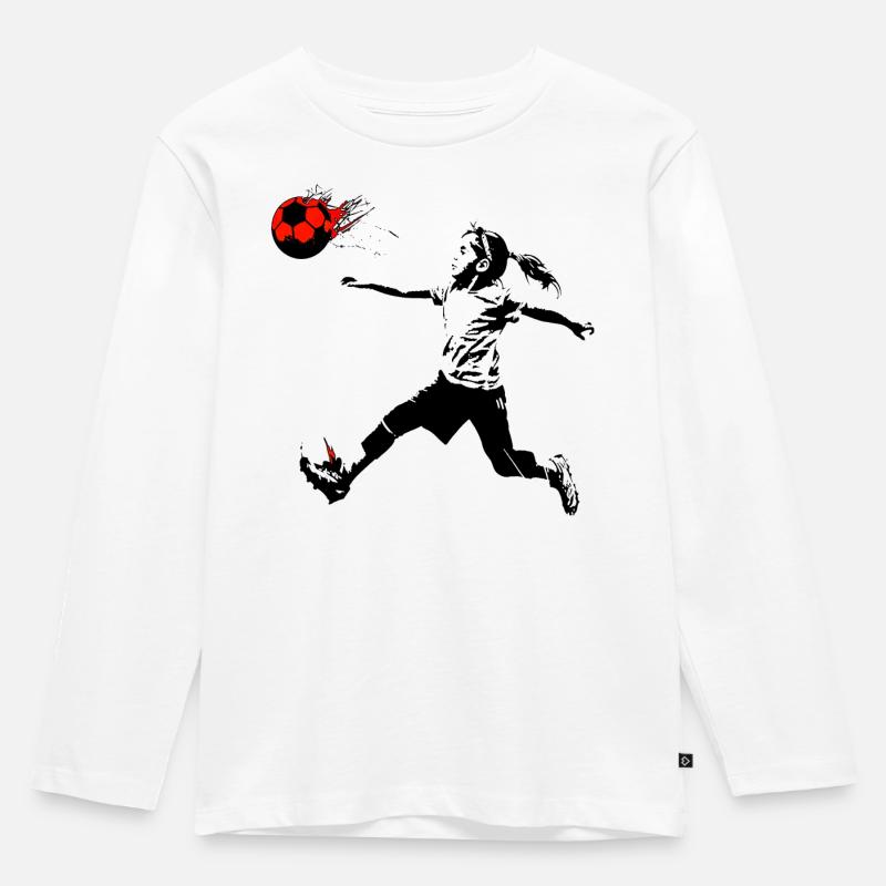 MädchenFussball - Kinder Premium Bio Langarmshirt - Weiß