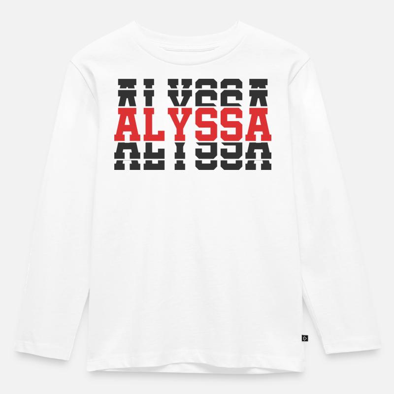 T-Shirt Alyssa T-Shirt Geschenkidee gestapelter Text - Kinder Premium Bio Langarmshirt - Weiß