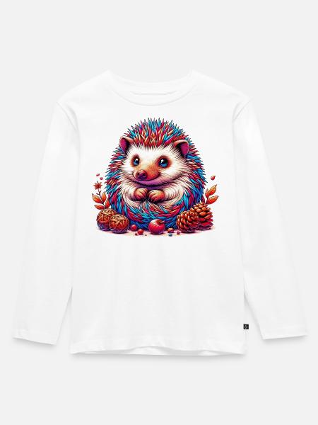 Igel - Kinder Premium Bio Langarmshirt - Weiß