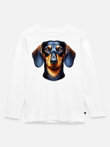 Dachshund - Kinder Premium Bio Langarmshirt - Weiß