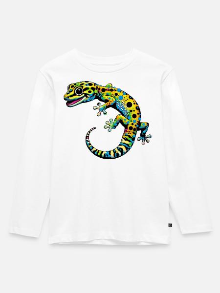 Gecko - Kinder Premium Bio Langarmshirt - Weiß