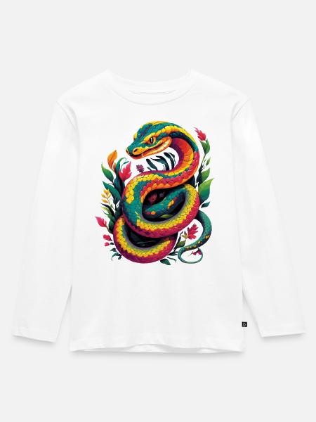 Schlange - Kinder Premium Bio Langarmshirt - Weiß
