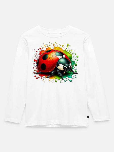 Marienkäfer - Kinder Premium Bio Langarmshirt - Weiß