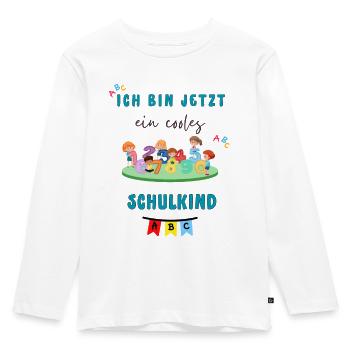 Cooles Schulkind Design / Geschenk zur Einschulung - Kinder Premium Bio Langarmshirt - Weiß - Vorne - AI Model Kid Female (0cm)