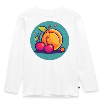 Summer fruits, apricot, cherries, sun and freedom - Kids' Premium Longsleeve Shirt - white - Front - AI Model Kid Female (0cm)