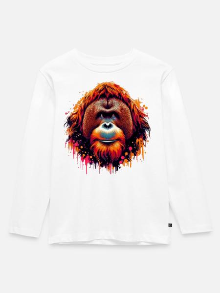 Orang-Utan-Affe - Kinder Premium Bio Langarmshirt - Weiß