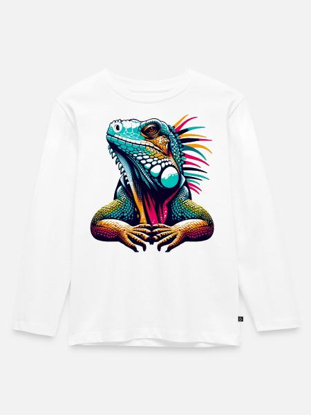 Leguan - Kinder Premium Bio Langarmshirt - Weiß