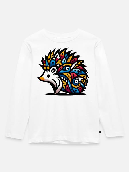 Igel - Kinder Premium Bio Langarmshirt - Weiß