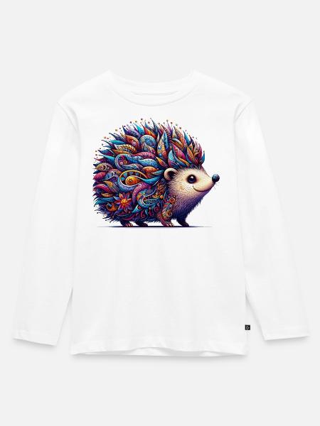 Igel - Kinder Premium Bio Langarmshirt - Weiß