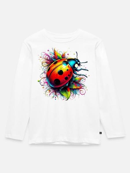 Marienkäfer - Kinder Premium Bio Langarmshirt - Weiß