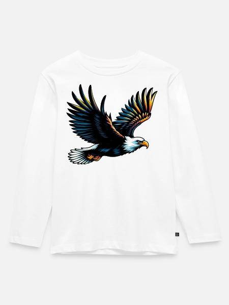 Adler - Kinder Premium Bio Langarmshirt - Weiß