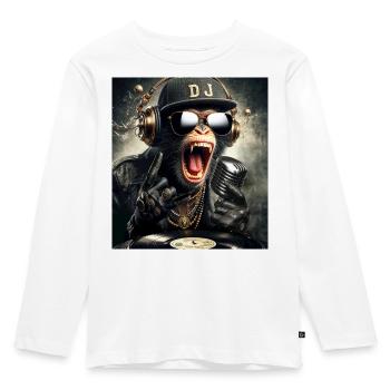 DJ Monkey - Kids' Premium Longsleeve Shirt - white - Front - AI Model Kid Female (0cm)