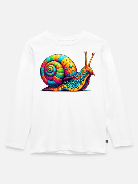 Schnecke - Kinder Premium Bio Langarmshirt - Weiß