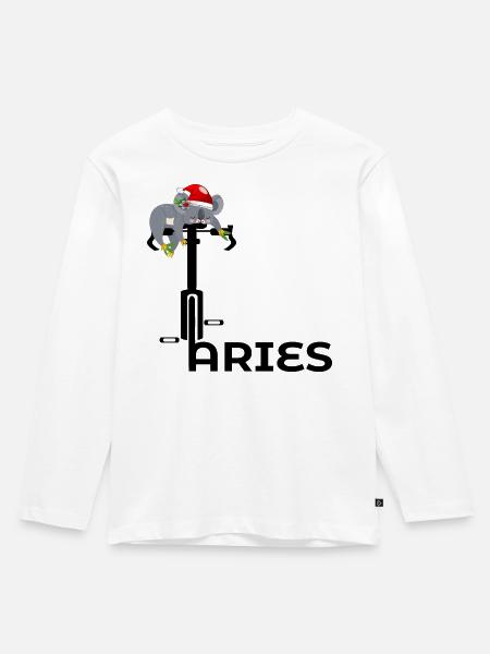 WEIHNACHTEN RADFAHREN WIDDER - Kinder Premium Bio Langarmshirt - Weiß