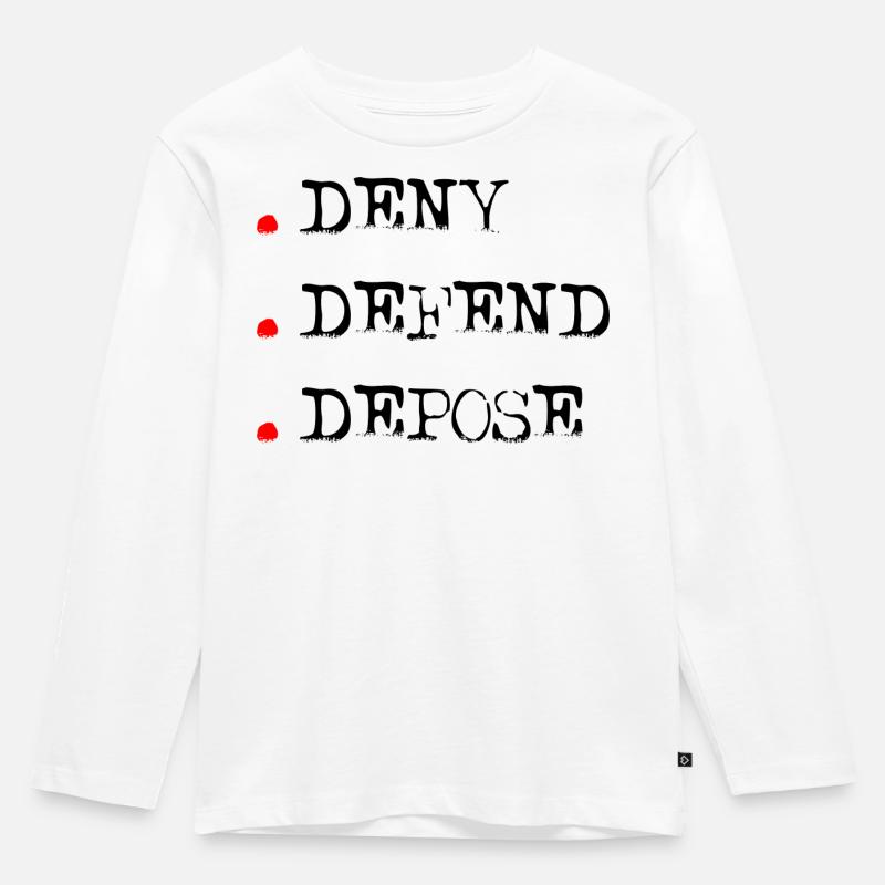 Deny Defend Depose - Kinder Premium Bio Langarmshirt - Weiß