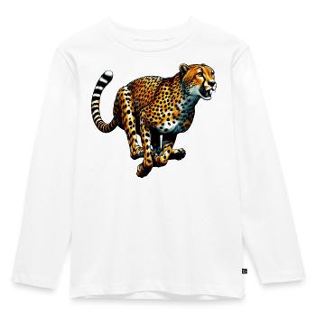 Gepard - Kinder Premium Bio Langarmshirt - Weiß - Vorne - AI Model Kid Female (0cm)
