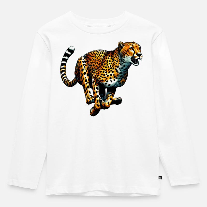 Gepard - Kinder Premium Bio Langarmshirt - Weiß
