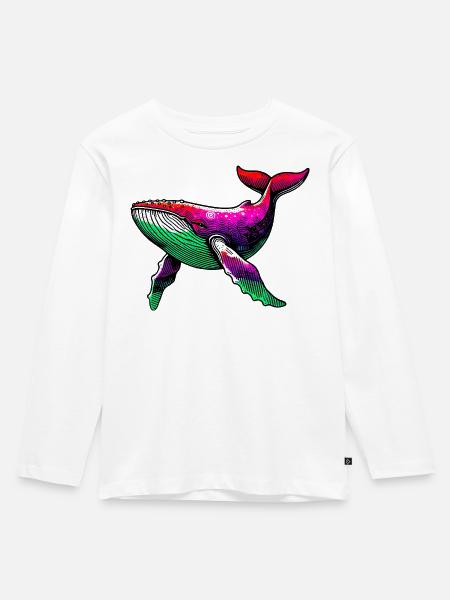 Wal - Kinder Premium Bio Langarmshirt - Weiß