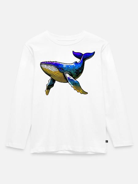 Wal - Kinder Premium Bio Langarmshirt - Weiß