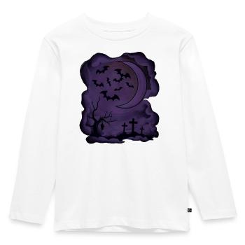 Mondnacht mit Fledermäusen und Gräbern - Kinder Premium Bio Langarmshirt - Weiß - Vorne - AI Model Kid Female (0cm)
