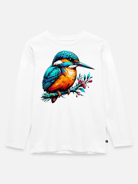 Eisvogel - Kinder Premium Bio Langarmshirt - Weiß
