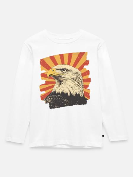 Adler - Kinder Premium Bio Langarmshirt - Weiß