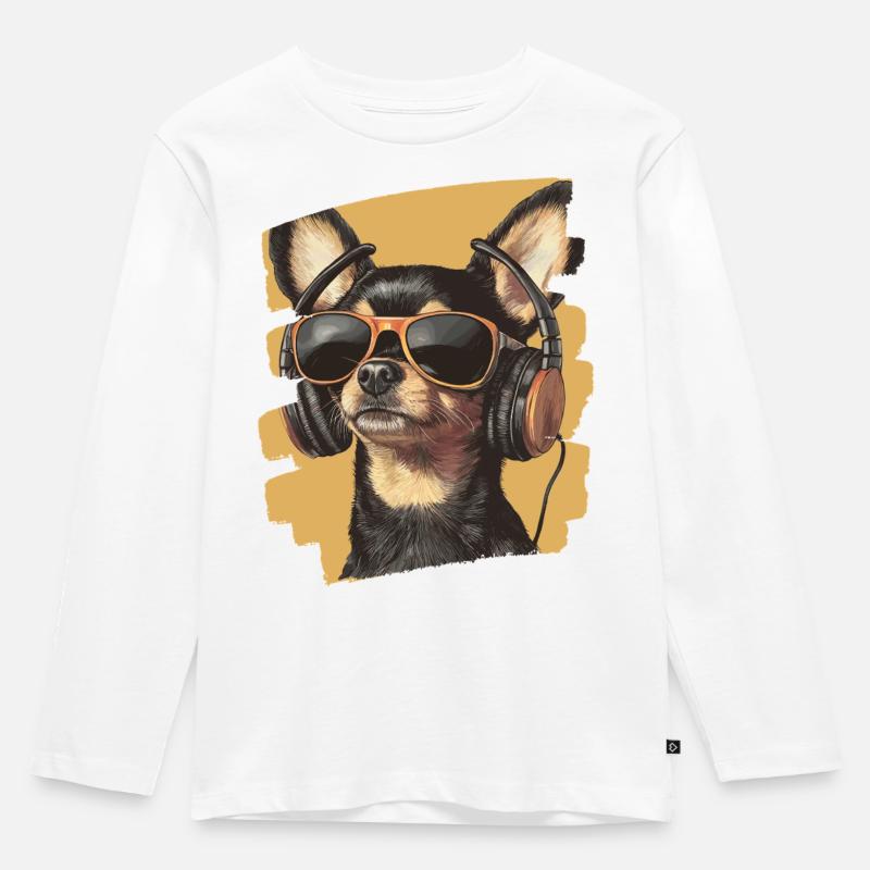 Chihuahua - Kinder Premium Bio Langarmshirt - Weiß