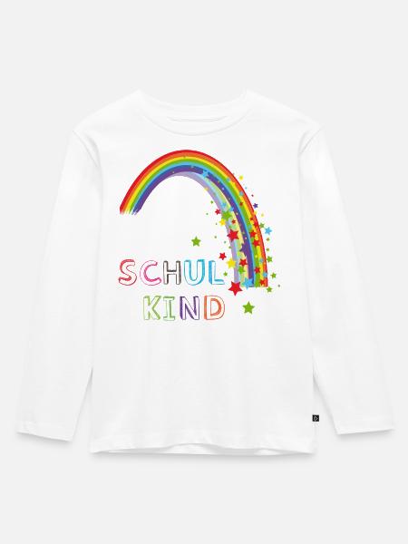 Schulkind Regenbogen - Kinder Premium Bio Langarmshirt - Weiß