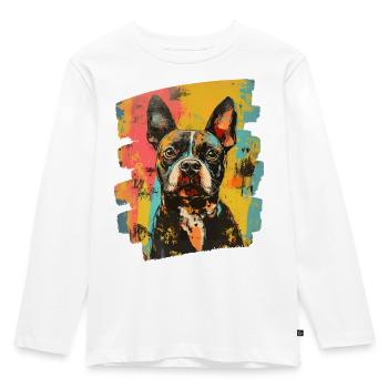 Bulldog Perro de Pelea - Camiseta ecológica prémium de manga larga para niños - blanco - delante - AI Model Kid Female (0cm)