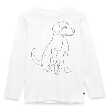 One Line Drawing - Dog - Kids' Premium Longsleeve Shirt - white - Front - AI Model Kid Female (0cm)