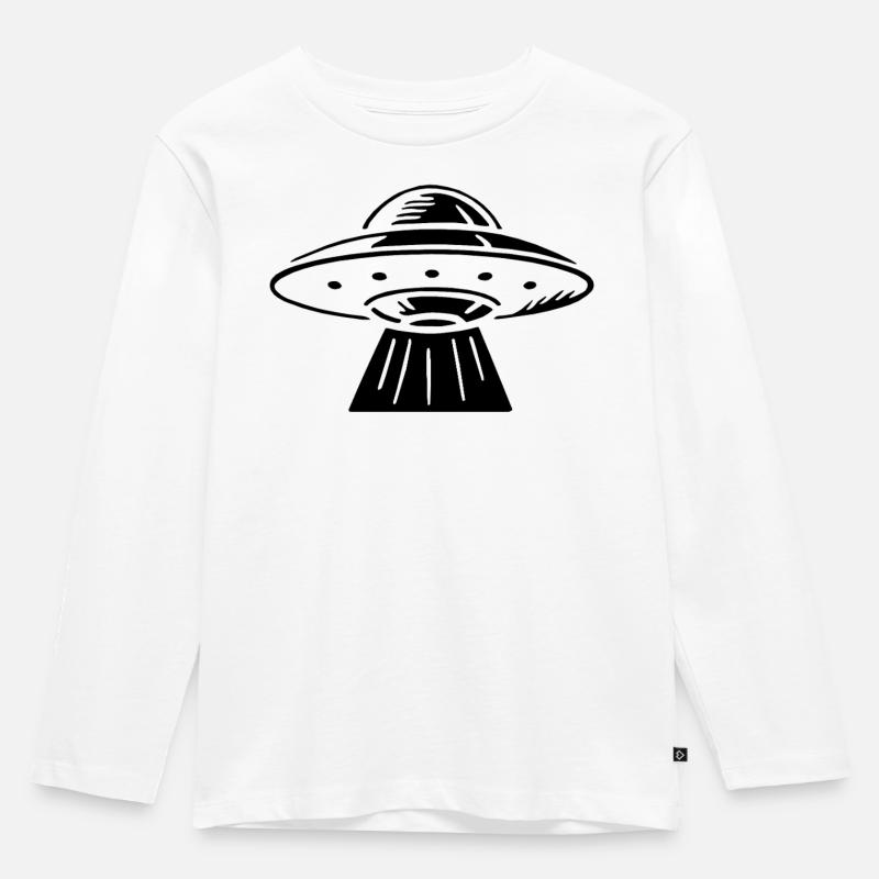 ufo uap Space Untertasse UFO schwarz - Kinder Premium Bio Langarmshirt - Weiß
