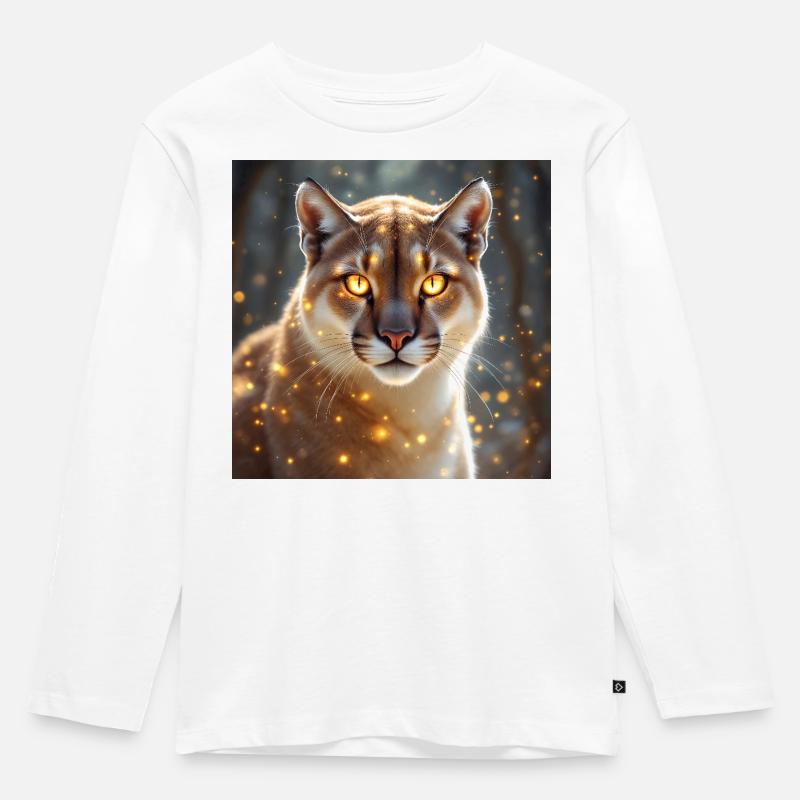 Krafttier Cougar - Kinder Premium Bio Langarmshirt - Weiß