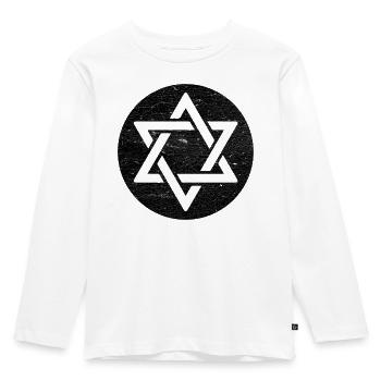 Étoile de David en cercle noir - T-shirt manches longues Premium Enfant - blanc - Devant - AI Model Kid Female (0cm)