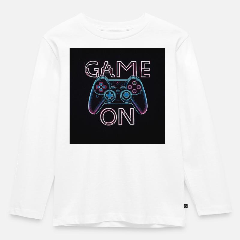 Neon Gaming Controller Design - Kinder Premium Bio Langarmshirt - Weiß