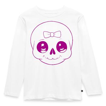 Playful cute skull with bow - Kids' Premium Longsleeve Shirt - white - Front - AI Model Kid Female (0cm)