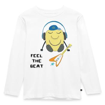 Comic figure with headphones and guitar - Kids' Premium Longsleeve Shirt - white - Front - AI Model Kid Female (0cm)
